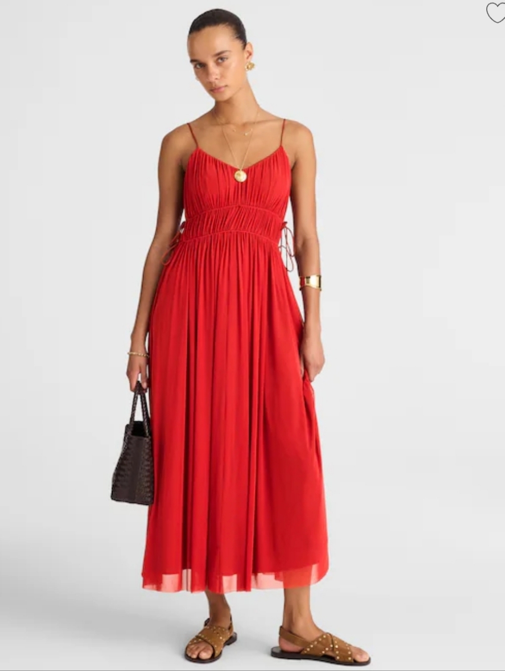 Madewell Gathered V-neck Midi Dress - red - Picture 13 of 13
